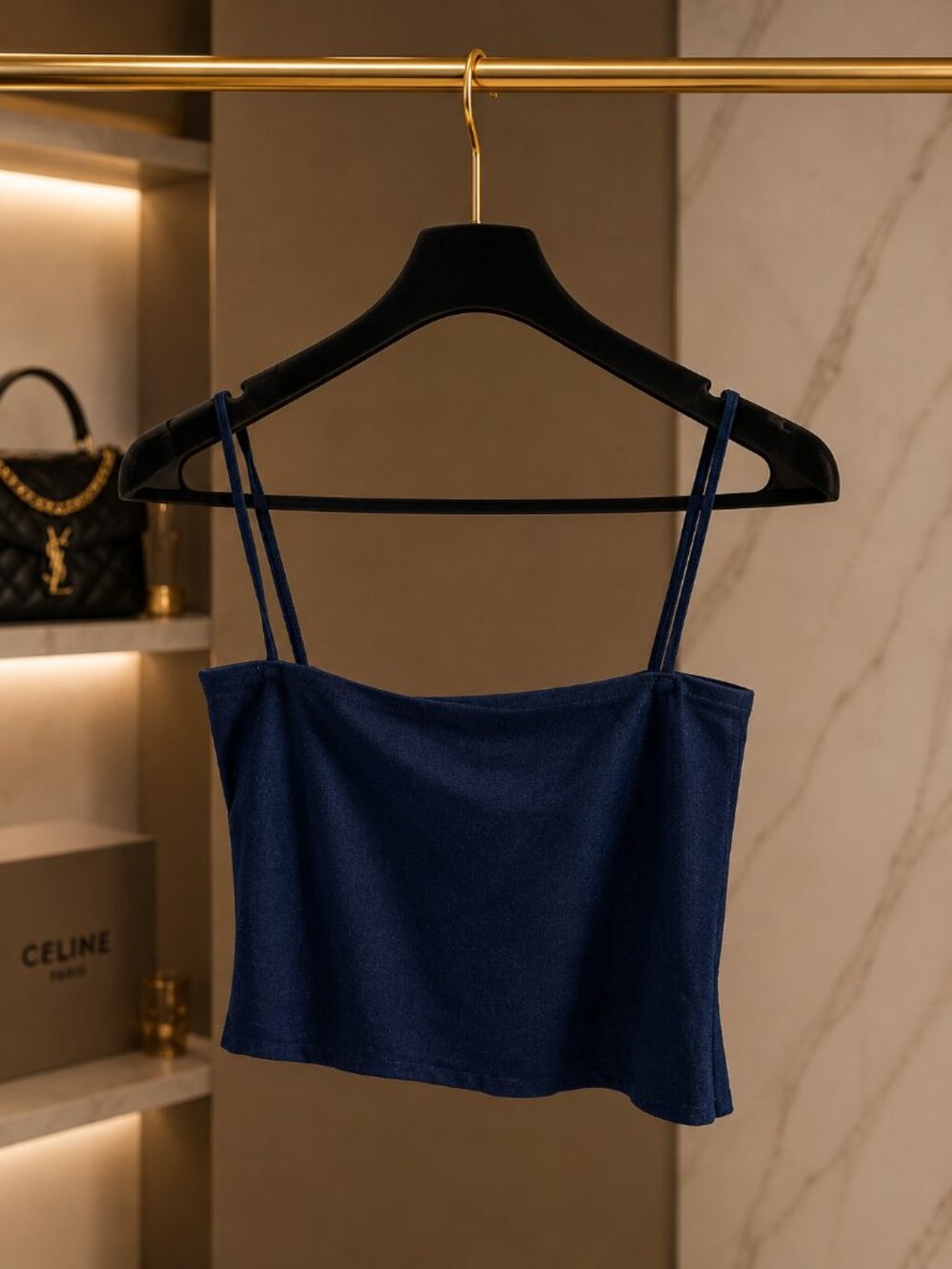Mango Navy / Dark Denim Crop Top